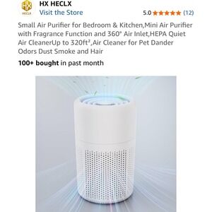 HECLX Small Air Purifier for Bedroom Kitchen Pet Dander Odors Dust
